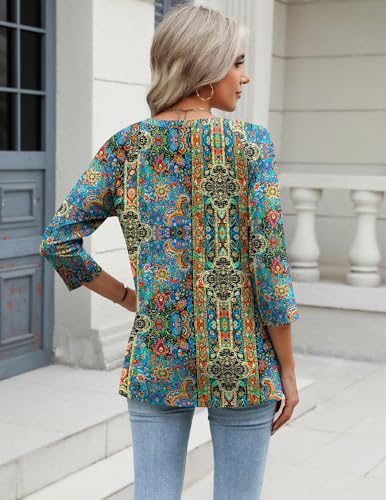 Image of Zeagoo 3 /4 Length Sleeve Womens Tops Casual V Neck Shirts Soft Basic Tees Business Work Blouses