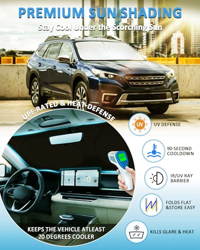 Image of Windshield Sunshade for Subaru Outback 2020-2023 2024 2025 Sun Visor Shade | Windshield Cover UV Heat Blocker Retractable Blocks UV Rays Car Accessories