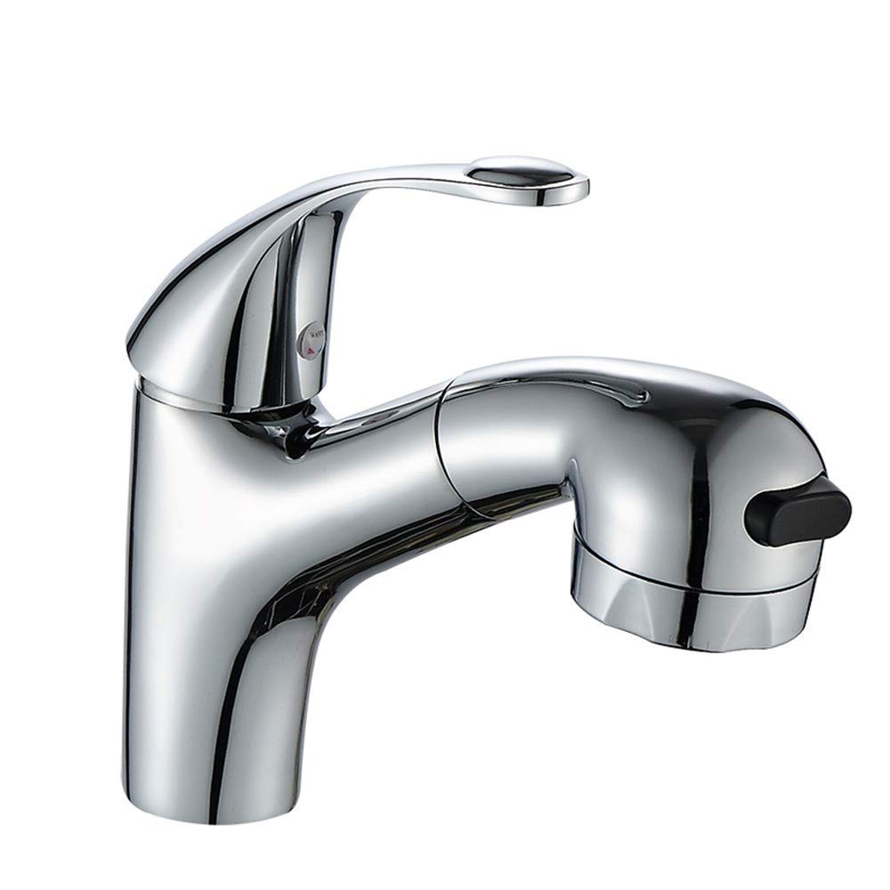 Robinet de salle de bain en cuivre avec buse extractible pour grand lavabo