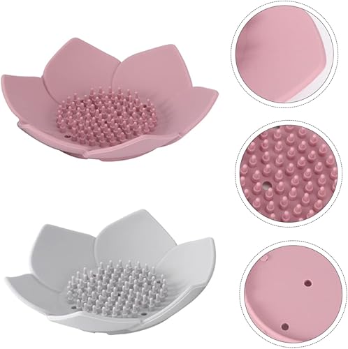 Miniatura 4 de GLSTOY 2pcs Flower Soap Box Metal Serving Tray Silicone Tray Travel Tray Sponge Holder Tray Bathroom Shower Tray Kitchen Sink Sponge Dish Silica Gel