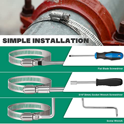 Ouru 10Pack 5 Inch Hose Clamp,Stainless Steel Large Hose Clamps Adjustable From 4-23/32"-5-1/2"/120-140Mm,Metal Worm Drive Gear Duct Clamp For Air Ducting,Dryer Vent Hose,Fuel Line,Plumbing,Automotive #TOP4