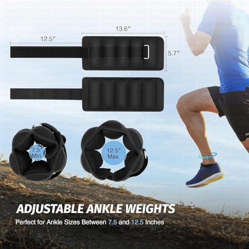 Image of Physiogears Adjustable Ankle /Wrist Weight Cuff 0.5-5 kg - Single Piece for Fitness, Walking, Running & Strength Training- Variations (Black, 1,2,3,4,5 Kg)