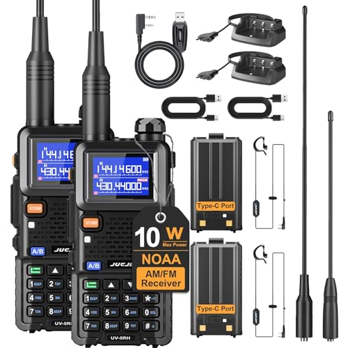JUCJET UV-5RH Mehrfrequenz-Walkie-Talkie, 999 Kanäle, Taschenlampe, Type-c USB-Ladestation, Hochleistungs-Walkie Talkie für Abenteuer, Outdoor, Camping, Familie (2 Stück)