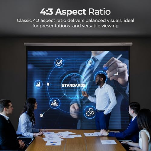 Image of Zebronics Projector Screen, 120 Inch (304.8 cm), 4K Support, 160 Viewing Angle, 4:3 Aspect Ratio, Matte Finish, Black Backing, Wall & Ceiling Mountable, Metal Housing (PSH120A)