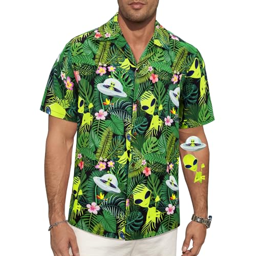 Zando Funny Hawaiian Shirt for Men - Soft Crazy Animal Print Short Sleeve Outfit Top for Casual & Summer Beach & Party