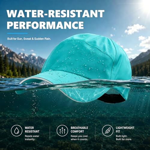 Image of Mens Waterproof Baseball Cap Womens Rain Hat Quick Dry Running Hat with Sweatband Outdoor Golf Breathable Sports Cap