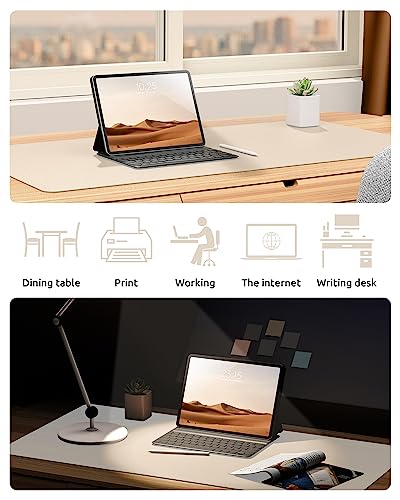 Image of YSAGi Leather Desk Mat, Large Mouse Mat, 60 x 35 cm, Beige
