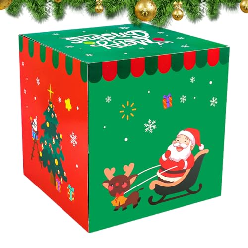 Huvqianu 小型クリスマスボックス - 折りたたみ雪だるま飾り,クリスマス 包装ボックス,指輪 ネックレス ブレスレット 時計 香水 誕生日 ハロウィン 感謝祭 休日 新年 結婚式 前夜用