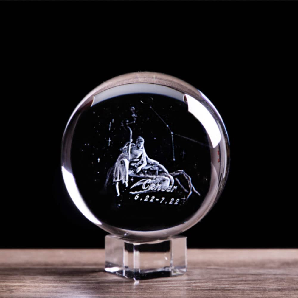 3D grawerowane konstelacja kryształowa kula ze szkła anioł figurka raka statuetka przycisk do papieru akcesoria do dekoracji biura domowego, kula, 7 CM