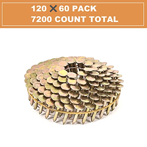 Bhtop 7200 Count Coil Roofing Nails 3/4-Inch X .120-Inch For Roofing Nail Gun, 15 Degree Round Head Wire Weld Collated Roofing Nail, Smooth Shank Electro Galvanized Air Nails For Roofs #TOP3