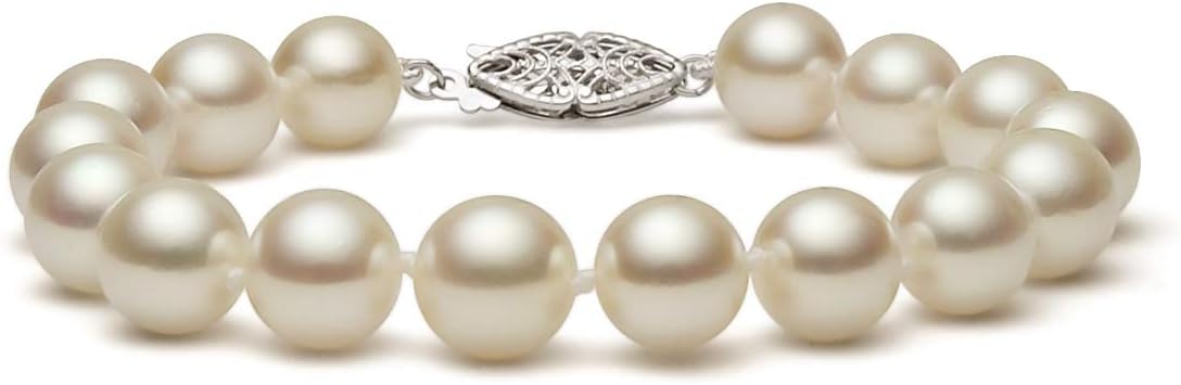 PremiumPearl 8-9mm Cream Freshwater Cultured Pearl Bracelet AAAA Quality with Sterling Silver Clasp