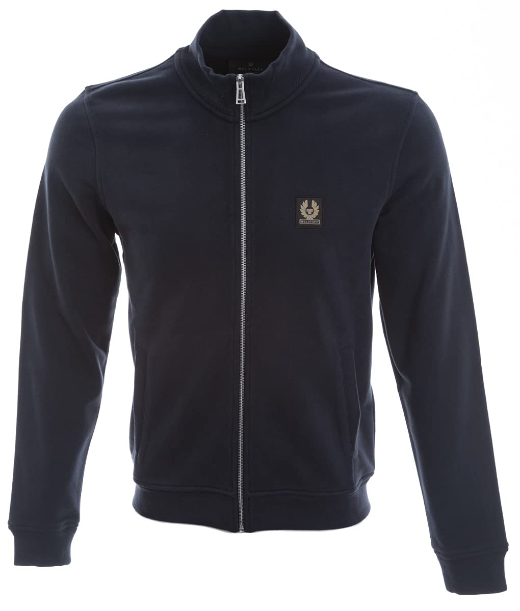 Belstaff Men's Full Zip Sweatshirt Cotton Fleece Dark Ink Size L