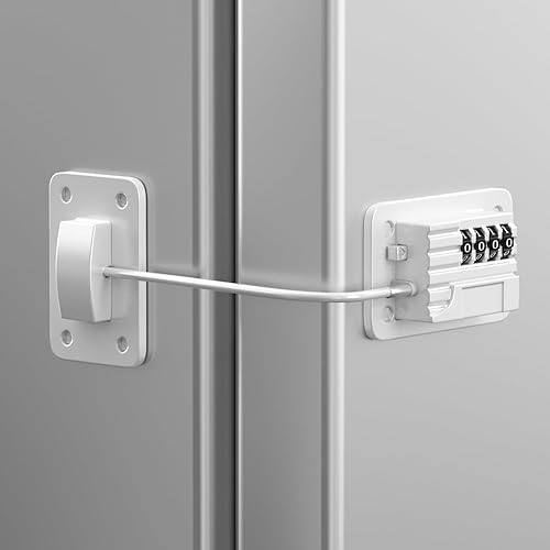 Vista 40 de Paquete de 2 cerraduras para refrigerador, cerradura para refrigerador con protección de alambre de silicona, cerraduras para nevera para niños