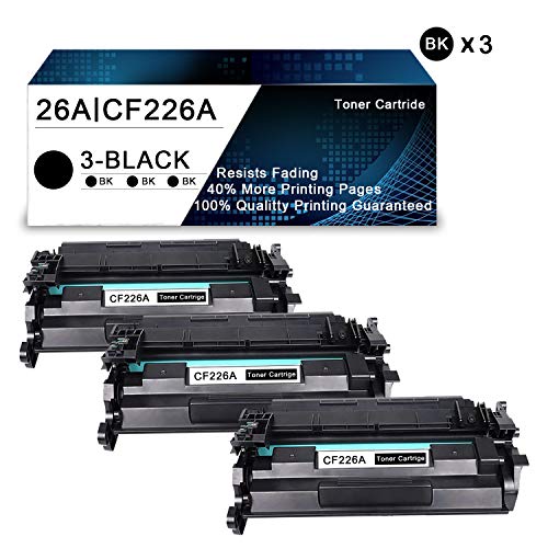 3 Pack Black 26A | CF226A Compatible Toner Cartridge Replacement for HP Laserjet Pro M402d M402n M402dw M402m MFP M426dw MFP M426fdn Printers Toner Cartridge.