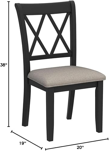 Miniatura 2 de Roundhill Furniture Windvale - Silla de comedor tapizada de tela, juego de 2, color negro Negro -,Espresso,Roble
