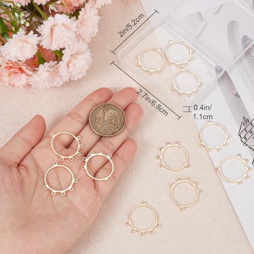 Beebeecraft 16Pcs Chandelier Connector Charm 18k Gold Plated Tibetan Circle Frame Multihole Pendant Charm Links for for Earring Jewelry Making Hole 1.2mm - Image 3