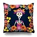 KJONG Dia De Muertos Mariachi Band of Skeletons Zippered Pillow Cover,18 x 18 inch Square Decorative Throw Pillow Case Fashion Style Cushion Covers(Two Sides Print)
