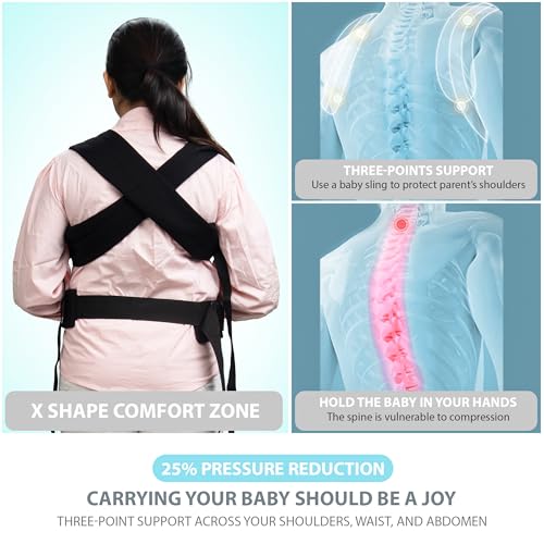 Image of Baybee 2-in-1 Baby Carrier for 0 to 2 Years, Kangaroo Bag with 3-Point Support, Foldable Neck Support, Ergonomic Hip Seat, Front & Back Carry Position (Black)