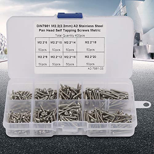 Kit surtido de tornillos autorroscantes 400 piezas miniatura 6