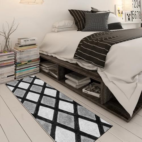 Alfombra de pelo corto premium en patchwork gris texturizado 3