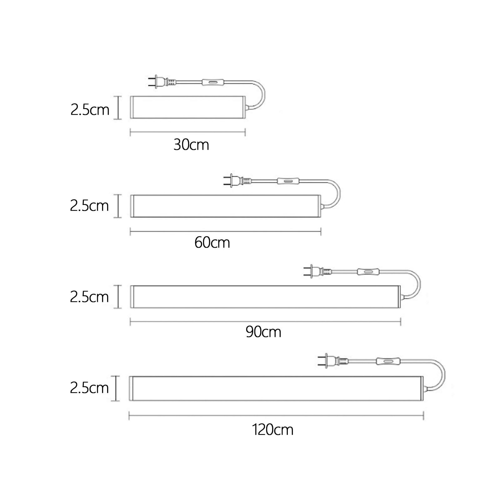 Biała lampa ścienna LED, długa, z przełącznikiem magnetycznym, ściemniana 3000K/4000K/6000K, nowoczesny minimalistyczny prostokątny design do wnętrz, idealna do wnętrz