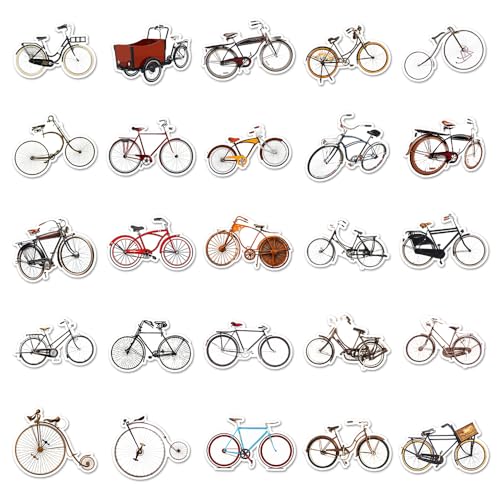 Vintage Bicycle Vinyl Stickers, 50 PCS Waterproof Hand-Drawn Bike Decals for Laptops Scrapbooking, Journals, Notebooks - Image 3