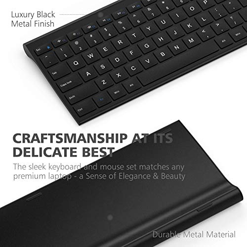 Image of iClever GK03 Wireless Keyboard and Mouse Combo - 2.4G Portable Wireless Keyboard Mouse, Rechargeable Ergonomic Design Full Size Slim Thin Stable Connection Keyboard for Windows 7 /8 /12, Mac