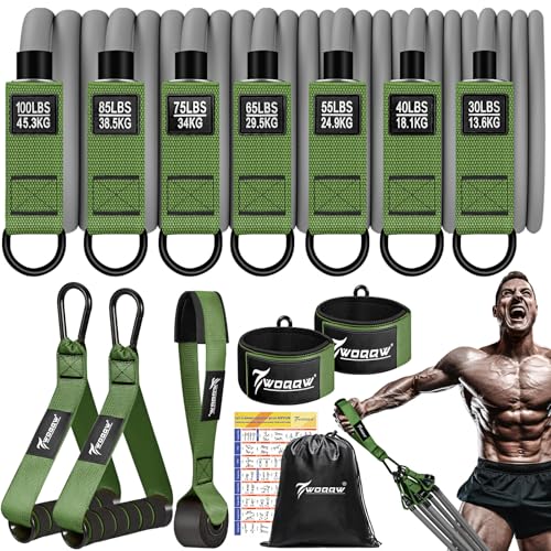 Image of WOQQW Heavy Resistance Bands for Working Out, 350lbs /450lbs Exercise Bands with Handles, Workout Bands Set for Men, Fitness Weight Bands for Muscle Strength Training,Stretching,Slim,Home Gym Equipment