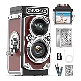 TURNRISEミニレトロカメラ: 1080Pミニレトロデジタルトイカメラ1.54インチ画面 軽量 携帯 デジタル TLR 12MPオートフォーカス 二眼レフカメラ 16GB SDカード付き Type-C充電 初心者 子供 ティーンエイジャー 大人向け (レッド)