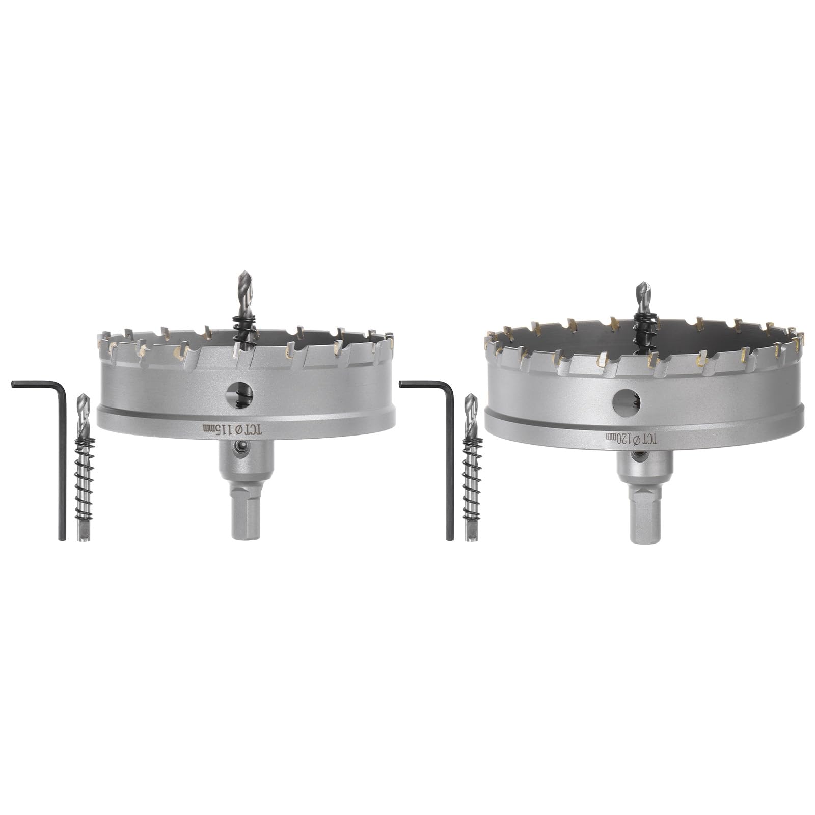 QUARKZMAN 2 szt. otwornica do metalu Tct z węglika 115 mm / 4,5" 120 mm / 4,7" do stali nierdzewnej, metalu, stopu aluminium, miedzi, mosiądzu, tworzyw sztucznych