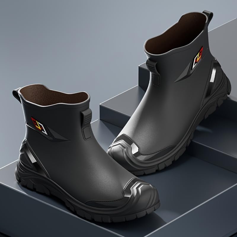 Men's All-Season Waterproof Rain Boots - Slip-Resistant, Outdoor Work Shoes with Comfort4