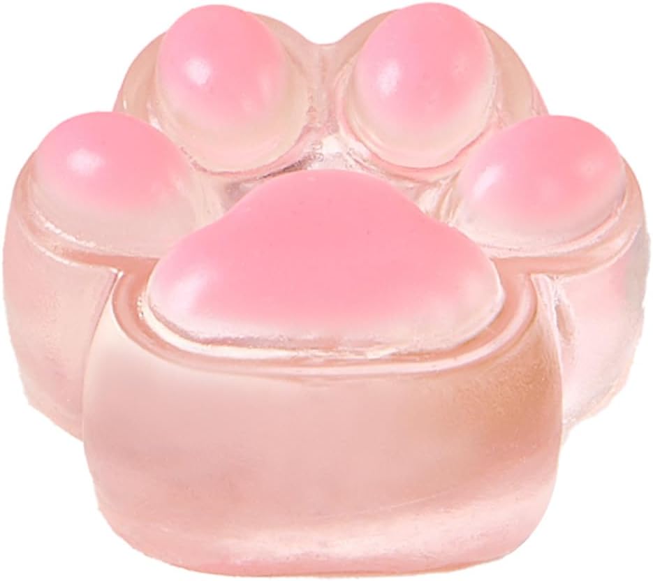 Transparent Paw Taba Squishy Toys for Kids & Adults – Cute Stress Relief Fidget Sensory Toys, Soft Silicone Squeeze Gifts for Children, Teens, and Adults (Pink)