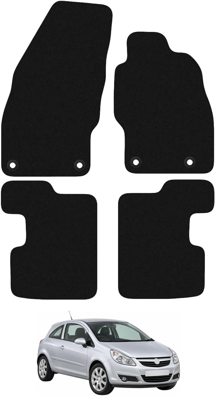 Vauxhall Corsa D & E (2006-2019) Car Mats UK-Made Tailored Fit Carpet Floor Mats Full Coverage Compatible Accessory Black Trim