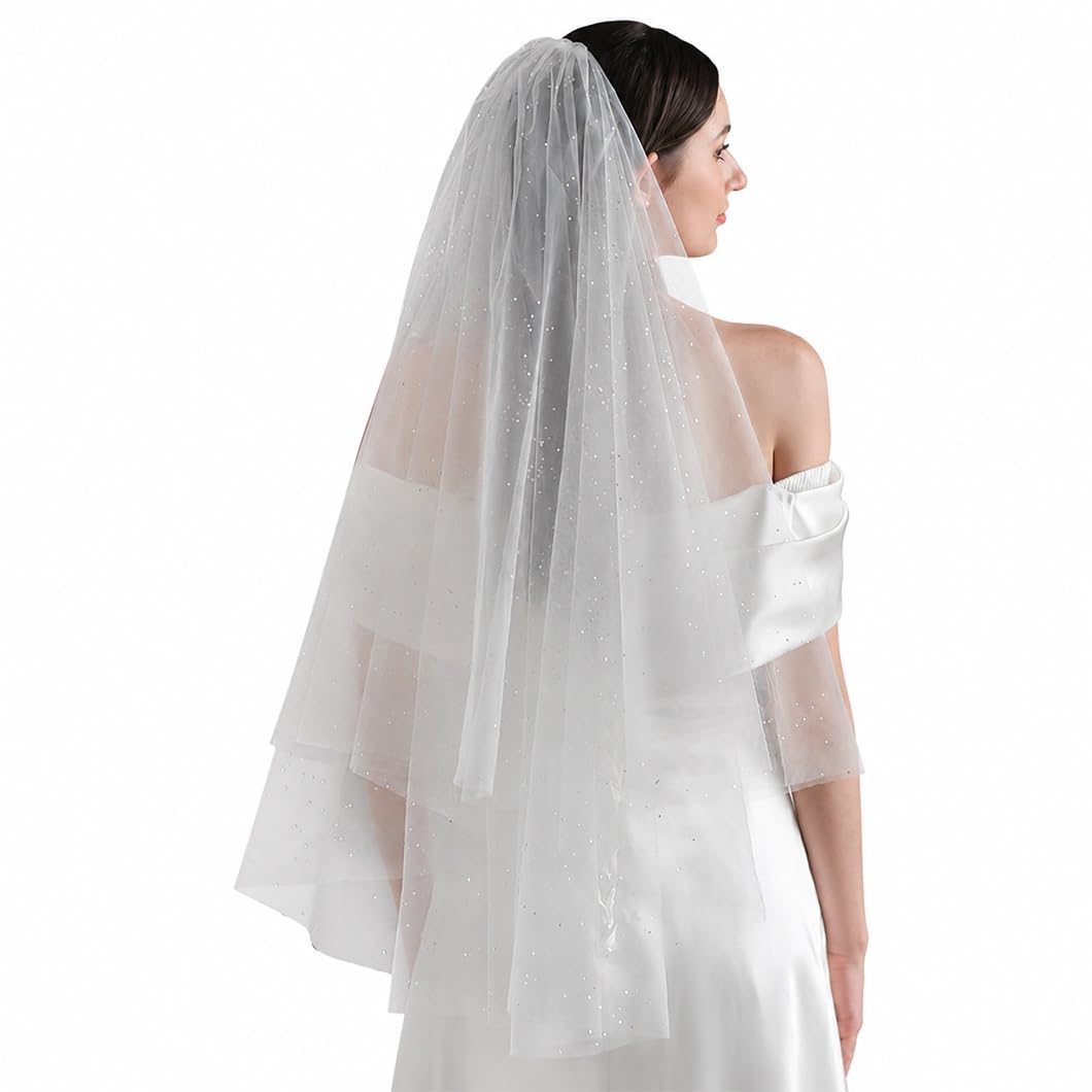 Voile de mariée blanc cassé avec peigne pour mariage et séance photo de mariée