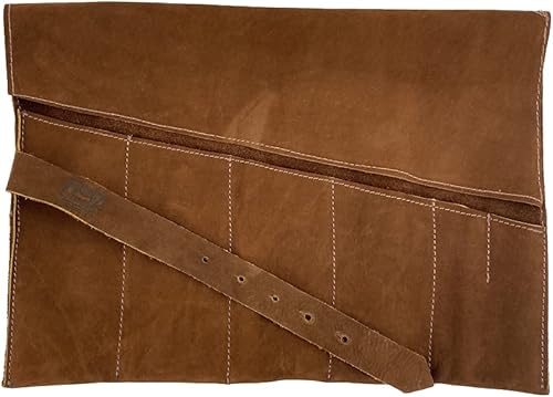 Miniatura 3 de Hide & Drink, Bolsa enrollable grande de cuero rústico (6 ranuras), bolsa de transporte portátil, organizador de herramientas de carpintería,
