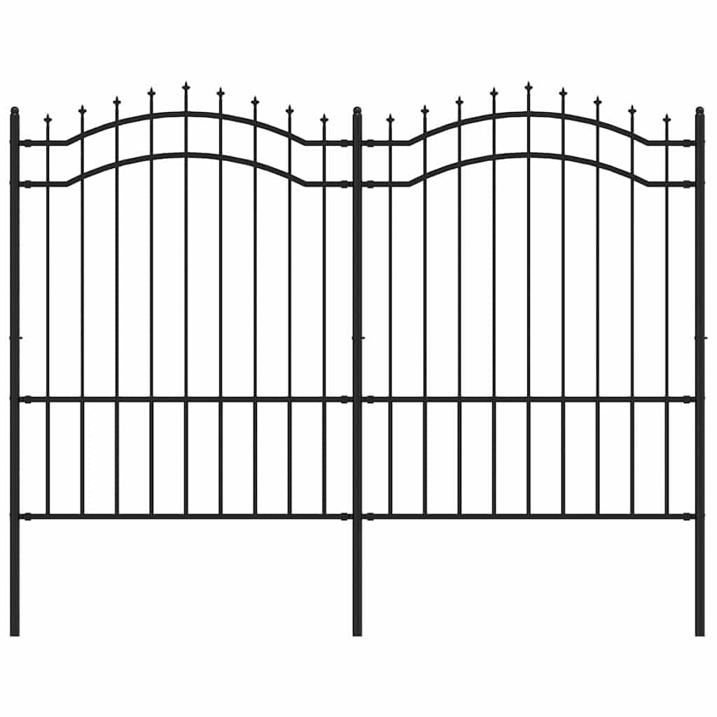 Garden Fence Woerden with Spear Top Black 240x150 cm Steel Security Boundary Panel Powder Coated Outdoor Decor for Garden Home Backyard