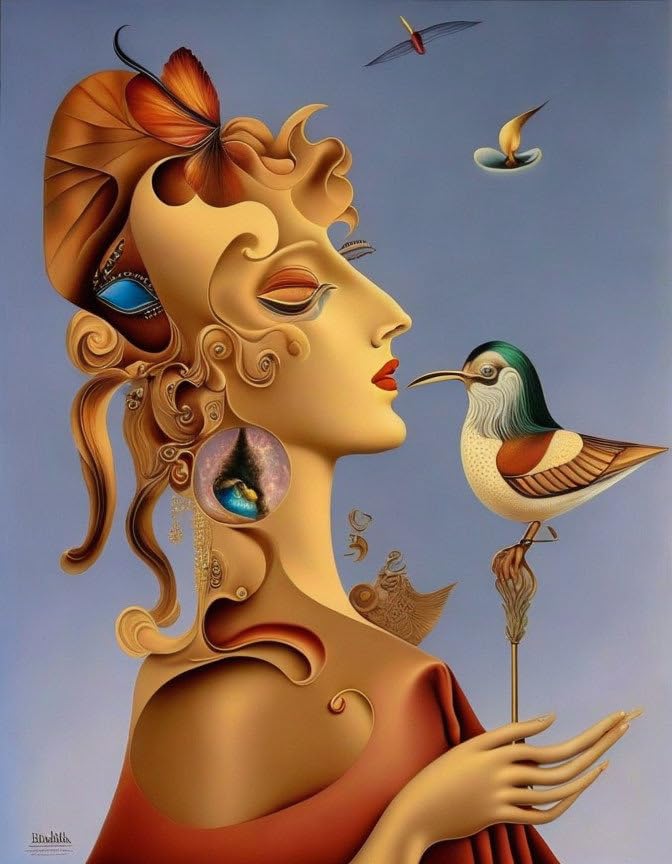 Toile surréalisme SERENDIPITP pour s'évader au quotidien affiche murale 58x90 cm
