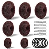 Donut Bun Maker, TsMADDTs Hair Ring Style Bun Maker Set with 7pcs Hair Bun Makers 5pcs Hair Elastic Bands 20pcs Hair Pins Dark Brown