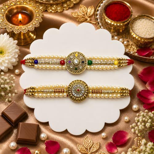 Image of Canton Rakhi For Brother With Chocolate Gift Hamper, Rakhi With Chocolate, Pack of 2 Designer Rakhi For brother (Design-71)