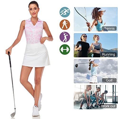 Zamowoty Sleeveless Polo Shirts For Women,Golf Shirts Stand Collar Slim Fit Lightweight Tennis Tank Tops Dry Fit Athleisure Clothing Hiking Biking Activewear Tops Pink Medium #TOP5