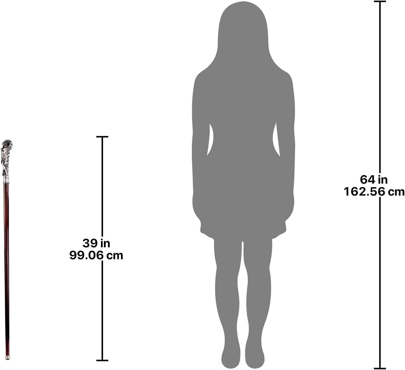 Design Toscano Andromeda Woman Walking Stick, 36 Inch, Pewter Handle and Hardwood Cane, Silver : Everything Else