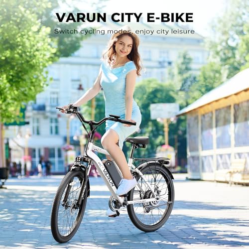 Image of VARUN Electric Bike for Adults - 500W Electric Bicycle Up to 40Miles, 48V Removable Battery, Shock Absorber, 7-Speed and Dual Disc Brakes,Stylish 26 inch Cruiser E-Bike Suitable for Commuting