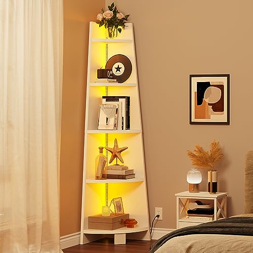 image for YITAHOME Corner Shelf Stand with Led Light, 70.9