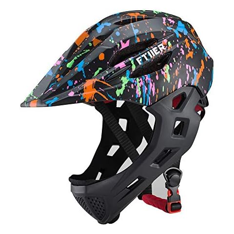 OUOU Bike Helmet Kids,Children Full Face/Open Face Durable Multi-Sport Helmets for Skateboard Cycling Skate Scooter Roller from Toddler to Youth,black graffiti Cover