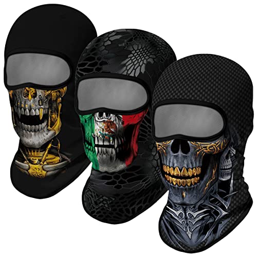 Image of Red Plume 3PCS Balaclava Full Face Mask Ski Mask UV Protection Cover Motorcycle Full Face Mask for Men Women Outdoor Sports