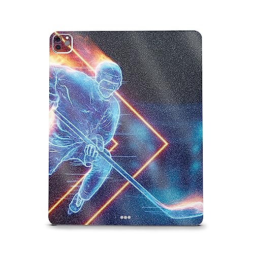 Image of MightySkins Carbon Fiber Skin Compatible with Apple iPad Pro 12.9 inch M2 6th Gen (2022) Full Wrap Kit - Glow Hockey | Protective, Durable Textured Carbon Fiber Finish | Easy to Apply | Made in The USA