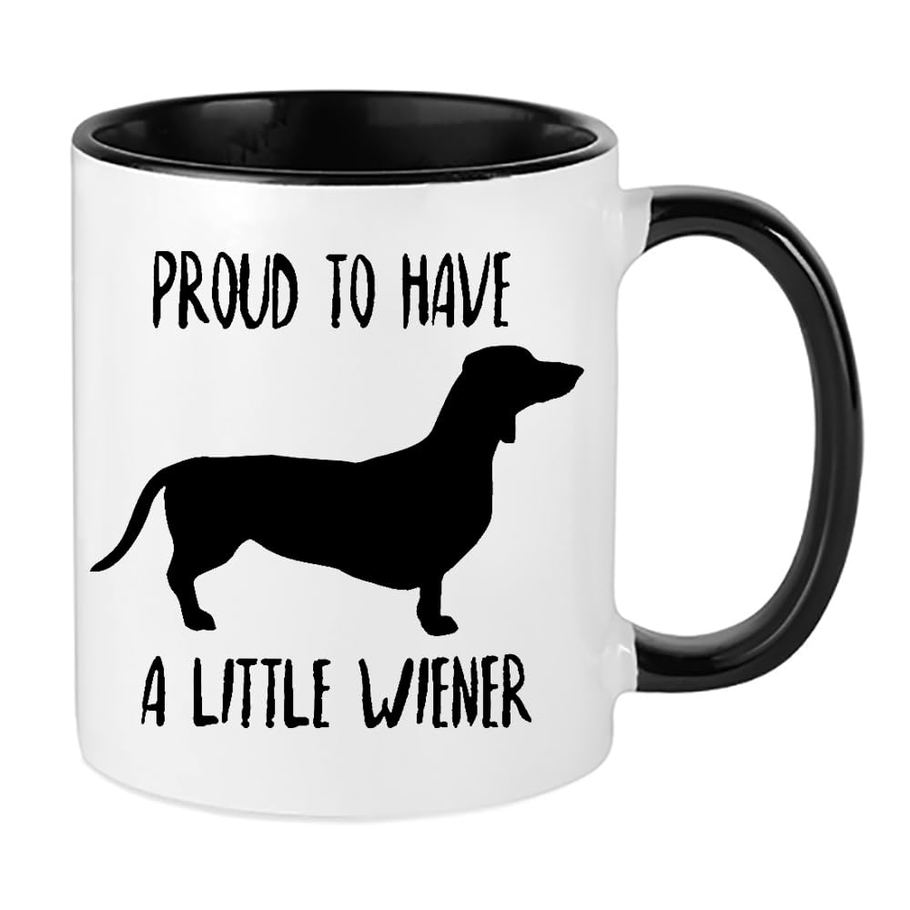 Dachshund Mug, Proud to Have A Little Wiener, Doxie Dog Lovers, Perfect for Pet Daschund Moms and Dads Coffee Mug,Tea Mug Cocoa Soup Daily use Inside Coloured Ceramic Cup Mug. (Black)