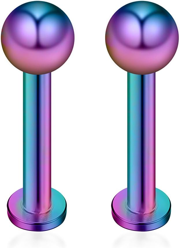 Ruifan 12PCS 14G Surgical Steel Labret Monroe Lip Ring Tragus Helix Earring Stud Piercing Jewelry - Image 5