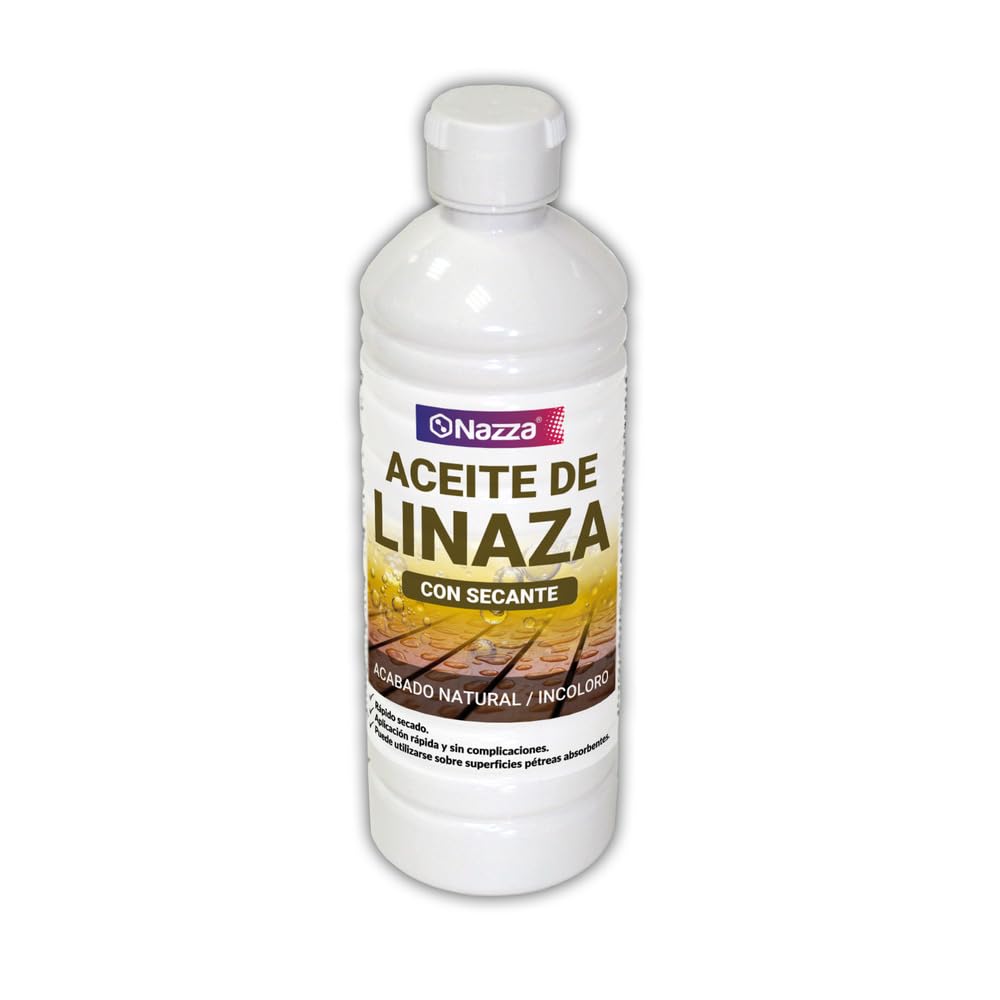 Aceite de Linaza cocido para Madera CON Secante - Para Proteger, Embellecer, Nutrir y Conservar todo tipo de Maderas, Losas de Barro o Piedras - Disponible en 500ml y 5L (500, Mililitros)