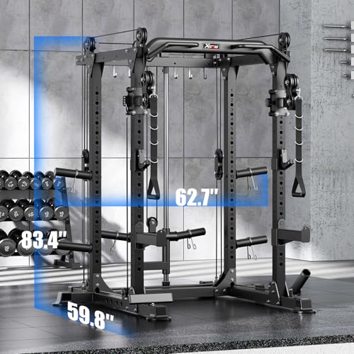 Image of Power Rack Power Cage Multi-Function Squat Rack with Cable Crossover System Selectable More Training Attachment Power Rack for Garage & Home Gym
